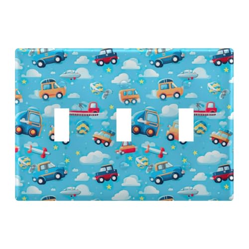 Light Switch Cover Cartoon Car Wall Plates for Electrical Outlets 3 Gang 202a8518