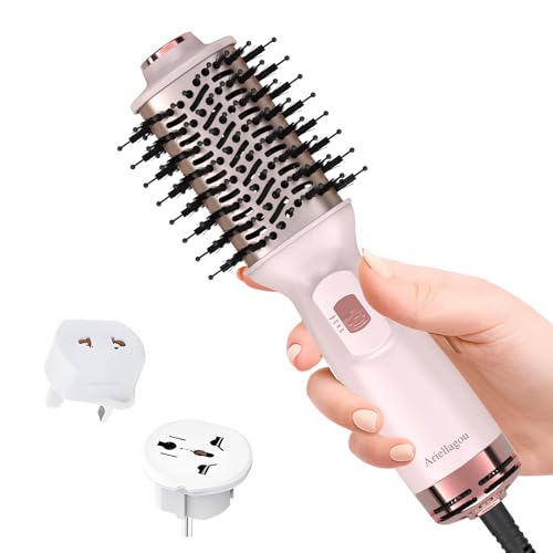 Ariellagou Dual Voltage Travel Hair Dryer Brush Mini Hot Air Brush with European Plug One Step Blow...