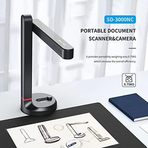 Image of NETUM Document Camera & Scanner, Book Scanner Capture Size A4, 8MP USB Document Camera with AutoFocus, Multi-Language OCR, Compatible with Windows (SD-2000NC)