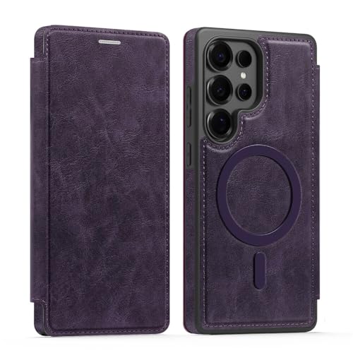 Étui Samsung S24 Plus violet à rabat en cuir rigide et silicone