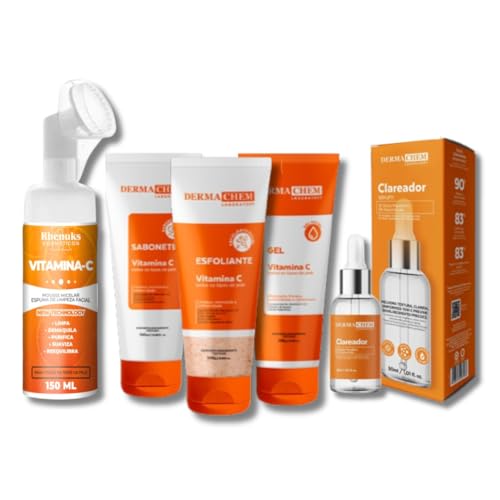 Kit Skincare Vitamina C Anti Idade + Sérum Clareador + Mousse Mic...
