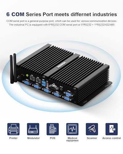 Image of Industrial Mini PC, Fanless Pc Core i7 8550U, WIN11 Pro, 8GB RAM 256GB SSD | Fanless Industrial Computer i7 8250U, 6 RS232 COM,HD VGA Dual Display, 2.5G LAN, 3G /4G SIM, Win11 Pro, Auto Power On, WOL
