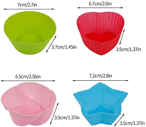 Xinzistar 24 Pcs Silicone Cupcake Moulds, Non-Stick Reusable Heat Resistant Kitchen Bakeware Mini Cake Cups Baking Liner Cases for Muffin Pudding Jelly