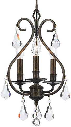 Ashton 3 Light Hand Cut Crystal Bronze Mini Chandelier