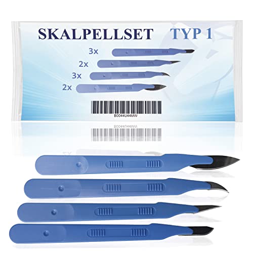 Horn Medical Einweg Skalpell Set, Typ I (10er Set) - Skalpelle in den Größen/Figuren, Fig 10 (3x), Fig 11 (2x), Fig 12 (3x), Fig 24 (2x), steril Cover