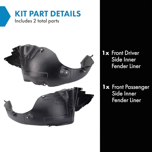 Image of TRQ Front Inner Fender Liner Set Compatible with 2011-2013 Kia Optima KI1248125 KI1249125