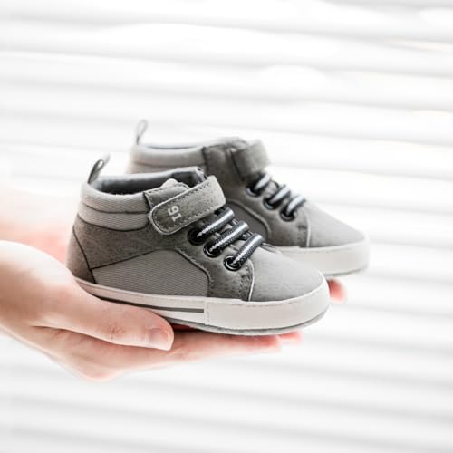 Image of CENCIRILY Baby Boys Girls High Top Sneakers Soft Soles Anti Skid Infant Ankle Shoes Toddler Prewalker First Walking Crib Shoes