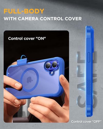 Image of Miracase Magnetic for iPhone 16 Plus Case Full-Body Phone with Built-in Glass Screen Protector, [Compatible with MagSafe] Military Drop Proof 16 Plus Cover Bumper 6.7 inch, Blue