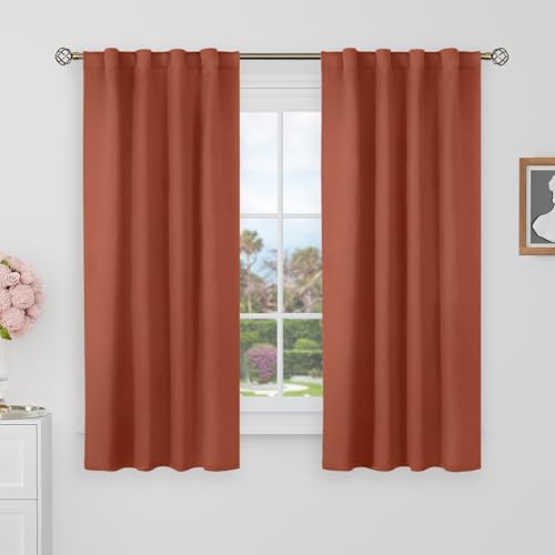 BGment Blackout Curtains 48 Inch Length for Cafe, 2 Panels, Terracotta
