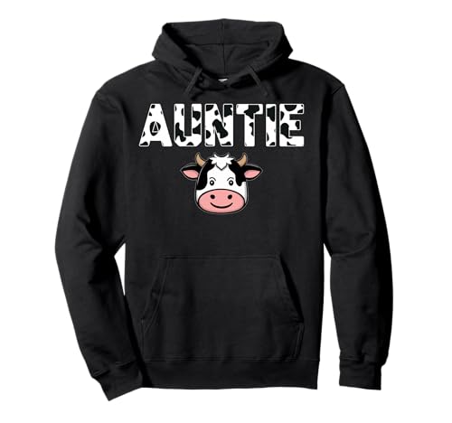 Cow Pattern Auntie Dairy Farming Auntie Cow Lover Pullover Hoodie