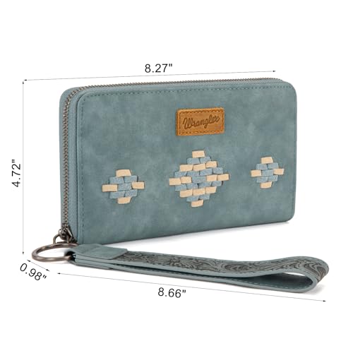 Image of Wrangler Wristlet Wallet, Women Clutch Purses RFID Blocking with Aztec Boho Western Wrist Strap, Wristlet Purse with Zipper Pocket Card Holder for Women Girls Casual Travel Daily, WG310-W006JN