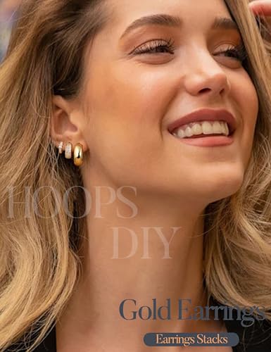 Image of LOLIAS Small 14K Gold Plated Chunky Hoop Earrings for Women Hypoallergenic Silver Earrings Set for Sensitive Ears Non Tarnish Huggie Hoops Earring Stacks for Multiple Piercing Jewelry Lightweight 3Pairs