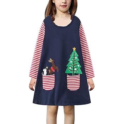 Little Girls Cotton Dress Girls’Long Sleeve Flower Winter Cartoon Dresses for 2-7 Years Old -6T Cover