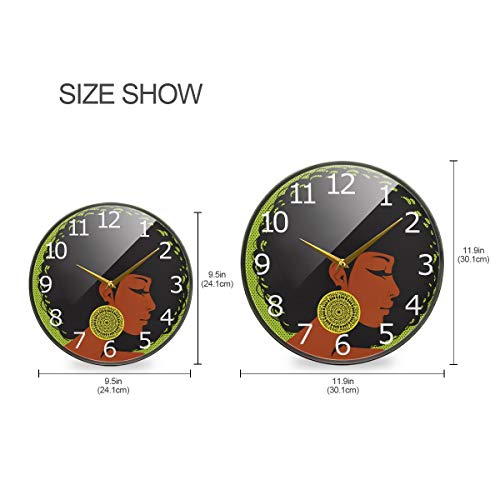 Alaza African Woman Acrylic Painted Silent Non-Ticking Round Wall Clock, 9.5 Inch Battery Operated Quiet Desk Clock Home Art Bedroom Living Dorm Room Office School Decor #TOP1