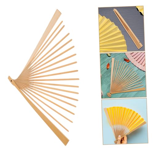 Miniatura 4 de Lifkome Marco De Ventilador Plegable 7 Pulgadas 18 Varillas De Bambú Para Diy, Material Portátil Clásico Para Manualidades, Decoración Y Obsequio Artesanal