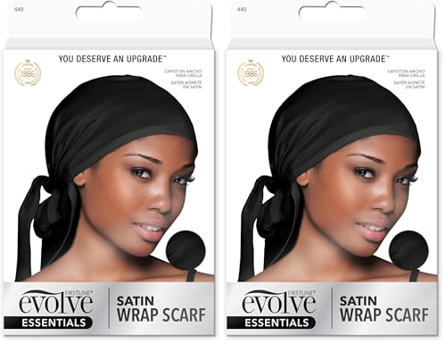 Evolve Satin Wrap Scarf, Black (Pack of 2)