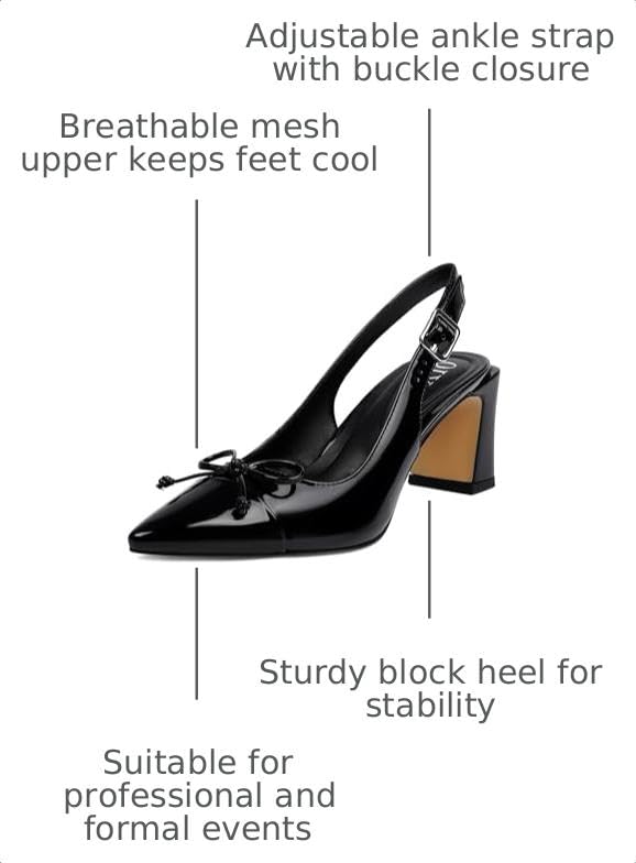 Image of QIY Womens Pumps Chunky Heel Pointed Toe Slingback Heels for Women