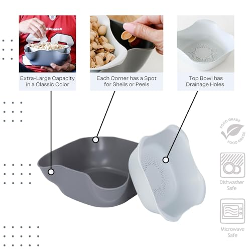Gemma'S Gems GGPB1 Pistachio Bowl With Shell Storage, Large Double Dish Nut Bowl thumb #1