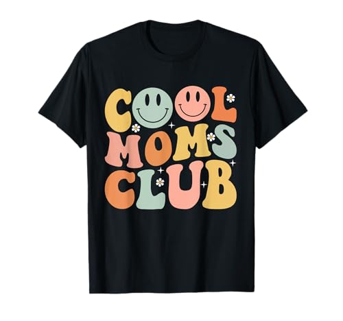 Groovy Retro Cool Moms Club Mom Smile Happy Face Mother's Day T-Shirt