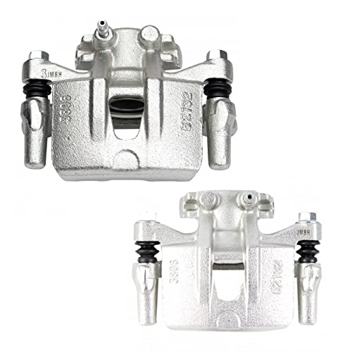 Image of TRQ Rear Brake Caliper Set Brackets Hardware Zinc Coated Compatible with 2009-2011 Mitsubishi Lancer 2007-2013 Outlander