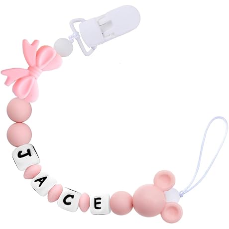 Pink Pacifier Clip Personalized, Custom Pacifier Holder