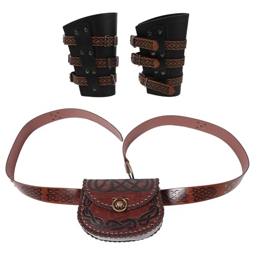 Sac de ceinture médiéval avec accessoires de protection de poignet viking