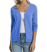 QUALFORT Women's 100% Cotton Lightweight Cardigans Long Sleeve Knitted Button Down Sweater