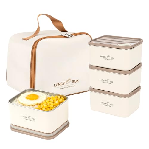 Evergoods Lunch Box Set For Adults, Bento Box Lunch Box With Insulated Lunch Bag, Leak Proof Lunch Box Adults With Containers, Lunch Box And Bag For Work Travel (600Ml*4)