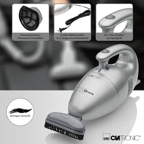 Clatronic Hs 2631 Aspirateur à Main Compact: 24 X 12 X 15 cm Léger Filtre Permanent Facile à Nettoyer - Image 6