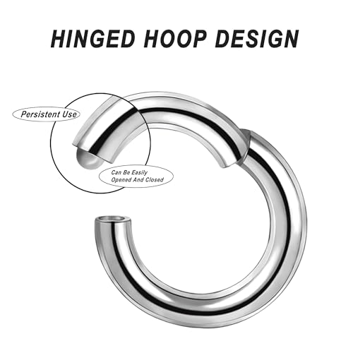 G23 Titanium Septum & Nose Rings - Heavy Gauges, Hinged, Hoop, Body Piercing Jewelry for Septum, Nose, Lip, Cartilage, Tragus, Conch Piercing3