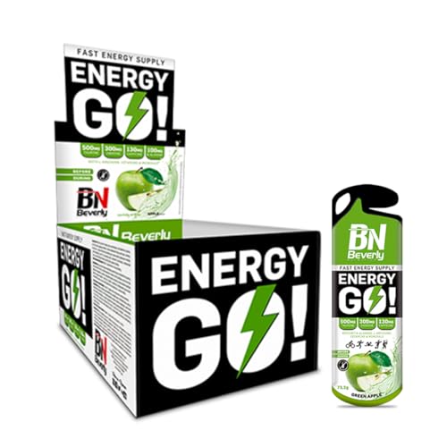 Beverly ENERGY GO | Gel Energético | Estuche de 12 geles de 73 gr cada uno | Delicioso sabor | Aumento de fuerza y resistencia antes y durante el ejercicio. (MANZANA)