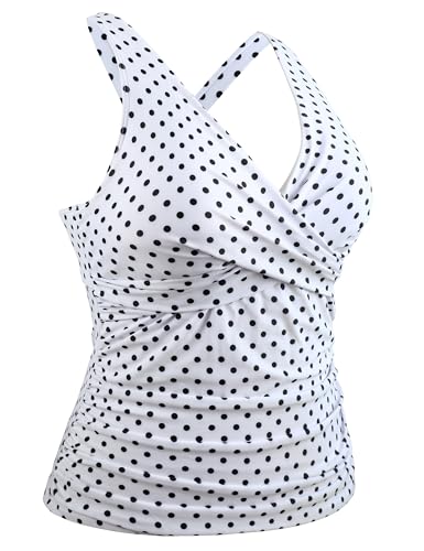 Hilor Women's Underwire Tankini Top Plus Size Swimsuits Tummy Control Bathing Suit Tops V Neck Swim Top No Bottom 20254