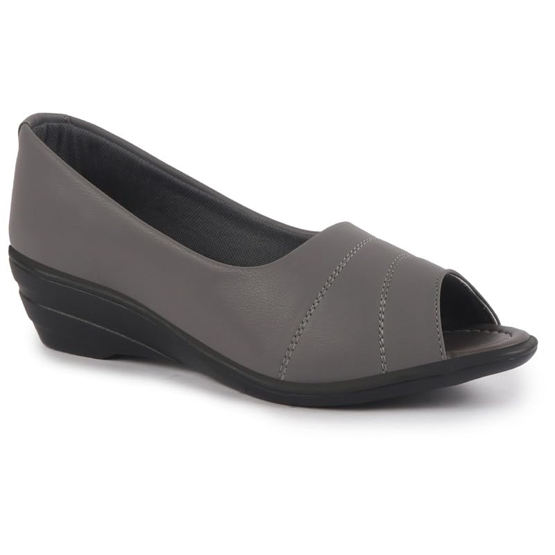 Image of FAUSTO Women Stylish Backless Casual Ballets | Low Heel Cut-Out Slip-On Ballerinas | Comfortable Walking Flats Sandals | Memory Cusion Insole