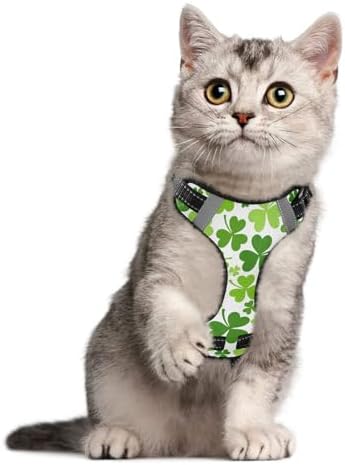 Clover St.Patrick’s Day Cat Harness and Leash Set Dog Vest Harness Pet Leash and Collar Set Pet Harness for Kitties Puppies Small Pets Outdoor Walking S