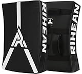 RIHEAN Martial Arts Kicking Shield Pad for Muay Thai, Taekwondo Football, Basketball, Hockey Training - Denser Foam, High-Density PU Leather Cover - Black Blocking Pad (1PC)