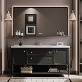 Considération imperméable : la superficie dell'armadio è coperta da una membrana impermeabile, prevenendo efficacemente l'acqua e l'umidità, migliorando la durata e la stabilità del prodotto, mantenendo la vanità del bagno pulita e asciutta, mantenil endo tuo spazio di bellezza personale in buone condizioni per lungo tempo.