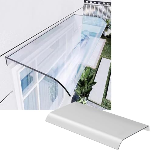 Rovss Vordach für Haustür 40-500cm Polycarbonat Überdachung Haustür Witterungsbeständig Pultbogenvordach für Hauseingang Pavillion Fenster