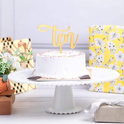 Image of Premium Golden Acrylic Cake Topper - Elegant Number Ten Decoration for 10th Birthday, Anniversary, and Celebrations