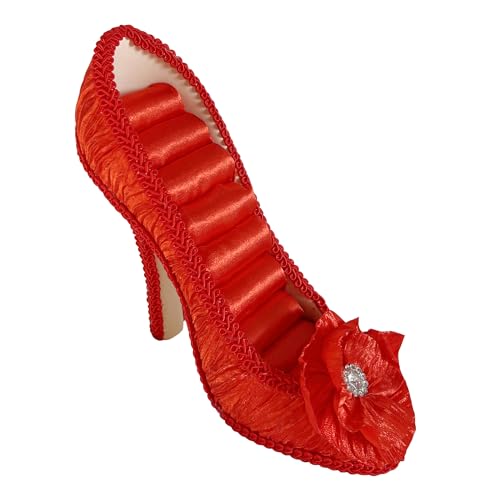 Ring Holder High Heel Shoe Design Fashion Jewelry Organizer Display Birtyday Gift (red)