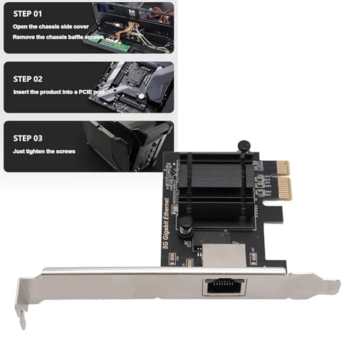 Tarjeta de Red PCIe 5 Gbps, Adaptador de Red PCIe a RJ45, Tarjeta NIC PCIe de Alta Velocidad para Windows 10 y 11, Linux, Interfaz PCIe x1 3.1 miniatura 5