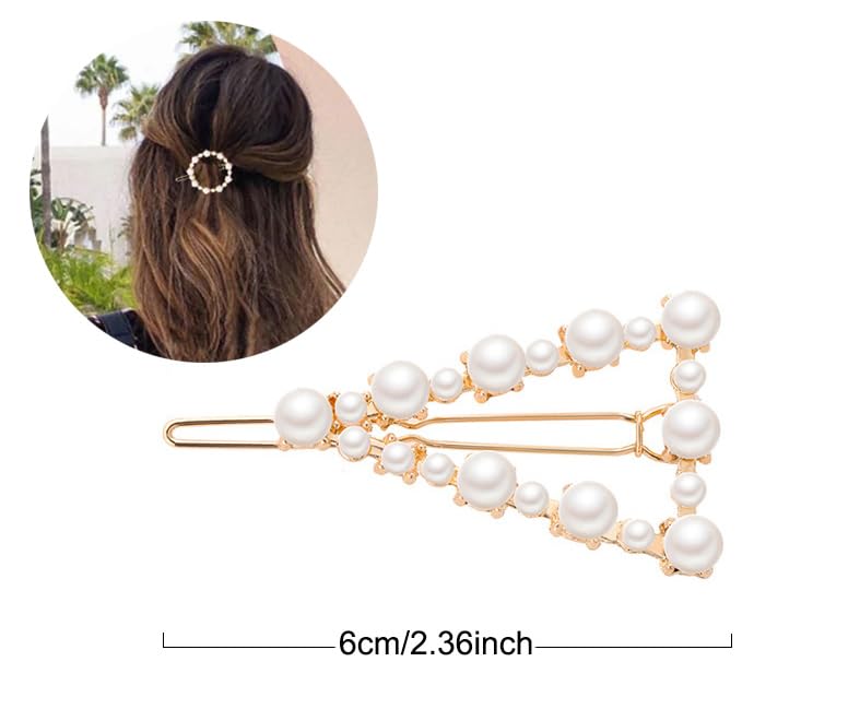 AKOAK Set de 8 Pinzas de Pelo Metálicas en Forma de Corazón y Geométricas con Perlas para Damas y Niñas miniatura 4
