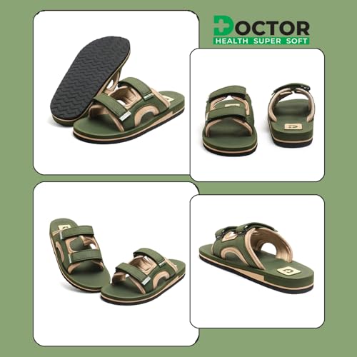 Image of DOCTOR HEALTH SUPER SOFT Men's Casual Slippers with Soft Cushioned Sole, Double Strap with Toe Loop Design, Lightweight Anti-Slip Everyday Wear Slippers for Home and Outdoor Use