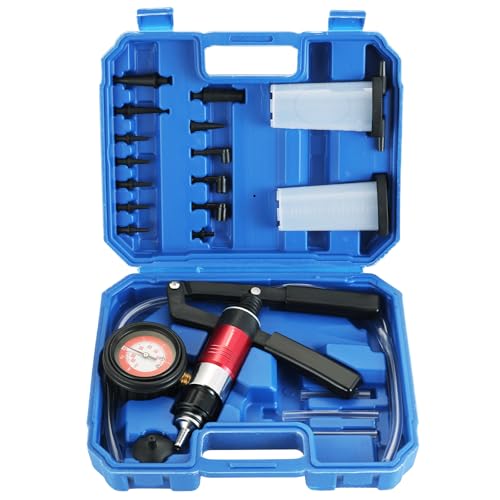 DASBET Vacuum Brake Bleeding Kit, 21PCS Hand Held Vacuum and Pressure Pump Brake Clutch Fluid Bleeder Tool Kit, One Man Brake Bleeder Kit Vacuum Brake Bleeding Pump for Motorcycle Car Truck