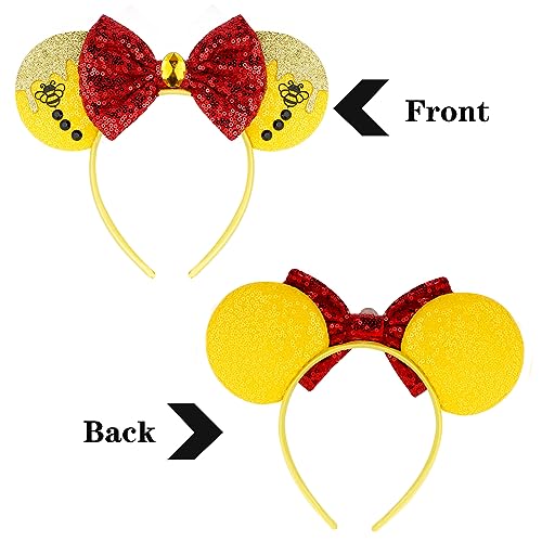 Image of FANYITY Christmas Minnie Ears,Mickey Sequin Ears Headband for Boys Girls Women halloween&Disney Trip (Winnie) One size fits all