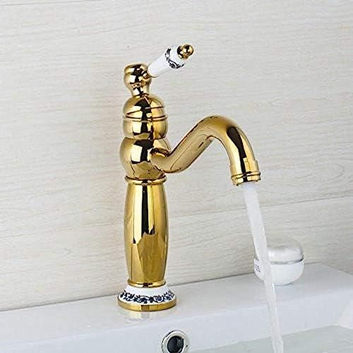 Grifo de baño dorado pulido Goldia con giro de 360 grados para lavabo