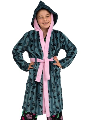 Wicked Girls Dressing Gown Elphaba Kids Bathrobe With Pointed Hood Fleece Dressing Gown For Girls Green 7-8 Years