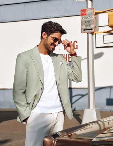 PJ PAUL JONES Blazer for Men Casual Cotton-Linen Sport Coat Lightweight 2 Button Lined Blazer Jacket3