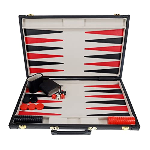 We Games Magnetic Premium 21 In Backgammon Board Game Set, Red/Black Premium Sized Backgammon Game, Classic Strategy Game For Families, Includes Carrying Leatherette Case Magnetic Chips #TOP1