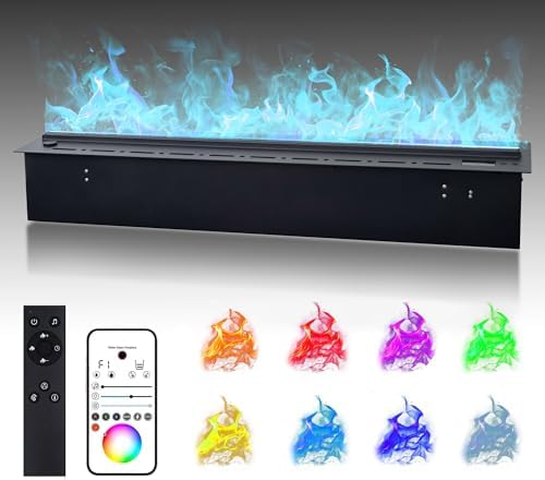 Electric 3D Water Vapor Fireplace - 64 Flame Colors, App & Remote Control, Automatic Water Filling, Touch Control, Steam Humidifier for Home & Office Decor