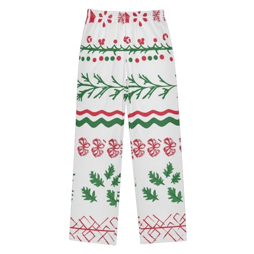 Boys' Pants Leaves Stripe Christmas Green Red Long Bottoms Jogger Pants Elastic Waist Trousers with Pockets S-XL